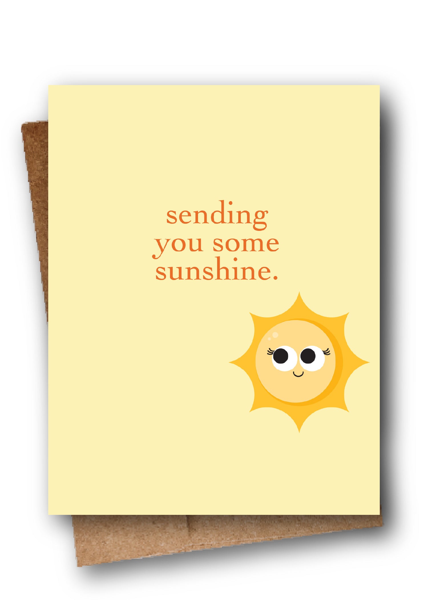 Card with a sun illustration and text 'sending you some sunshine' on a white background